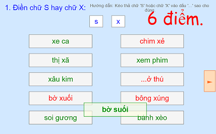 Học vần lớp một Điền chữ "S" hay "X" điền chữ "C" hay K", NG hay NGH