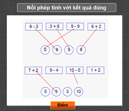 Nối phép tính với kết quả đúng