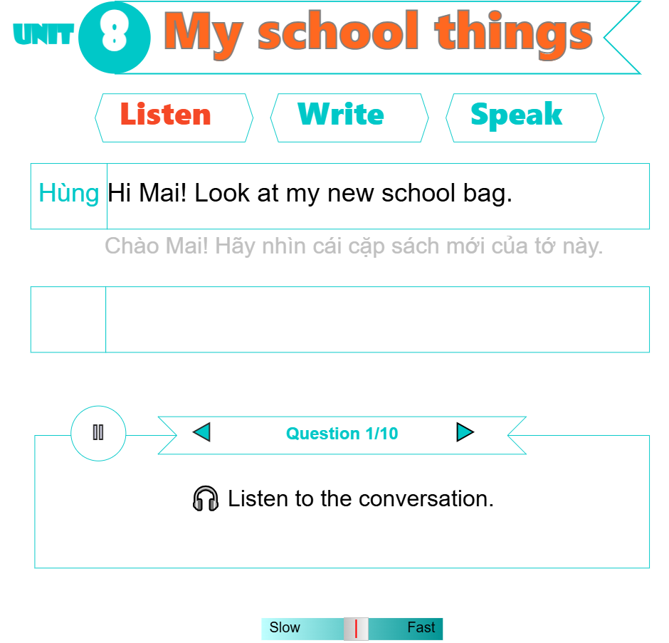 Unit 8: My school things