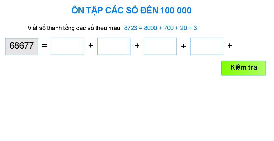 Viết số thành tổng các số theo mẫu