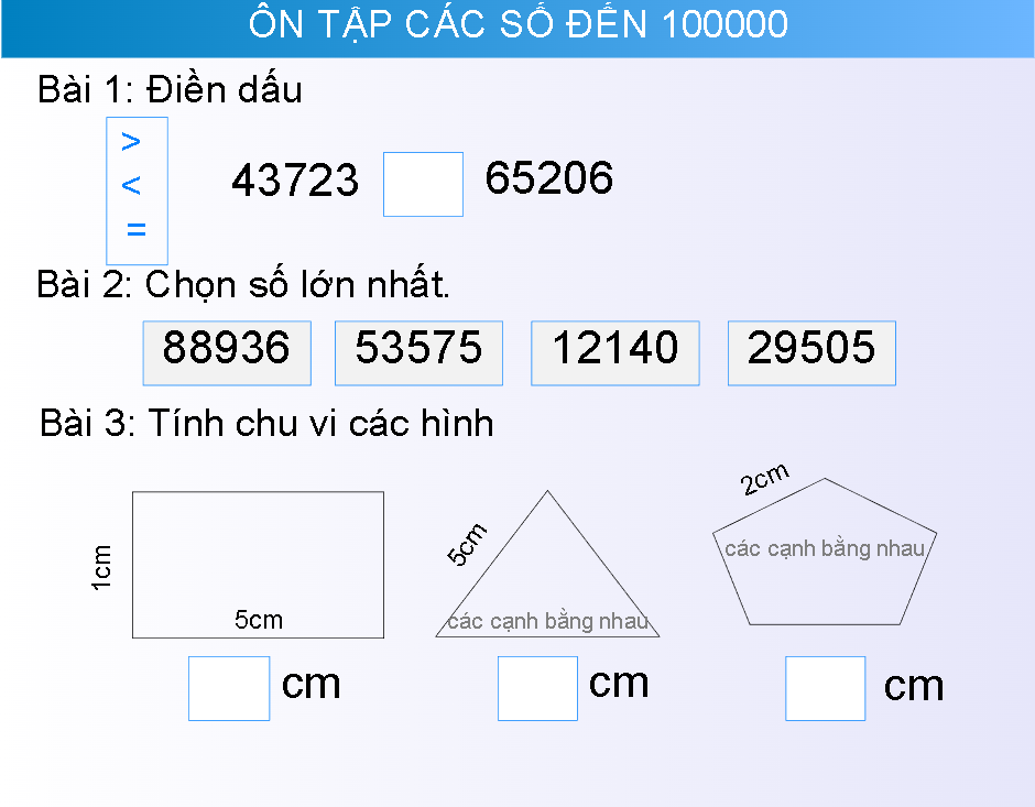 Ôn tập các số đến 100000 tiếp theo
