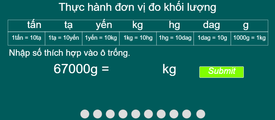 Bài tập đơn vị đo khối lượng
