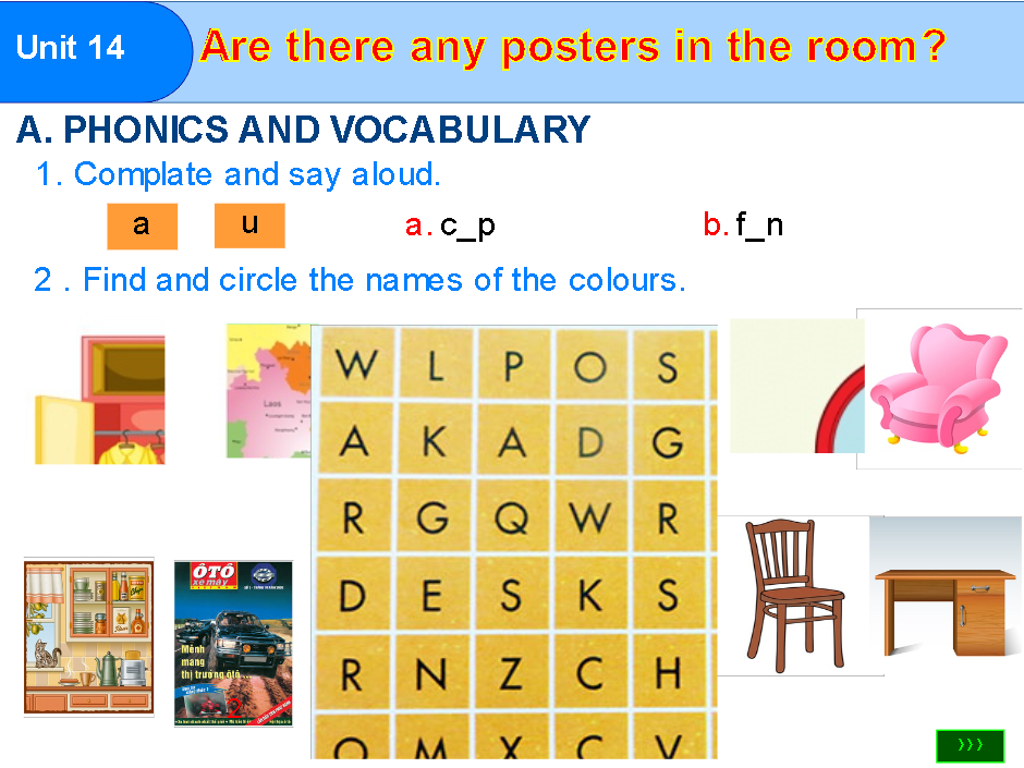 Unit 14: Are there any posters in the room?