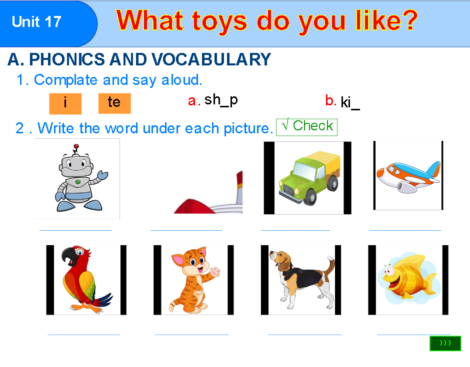 Unit 17: What toys do you like?