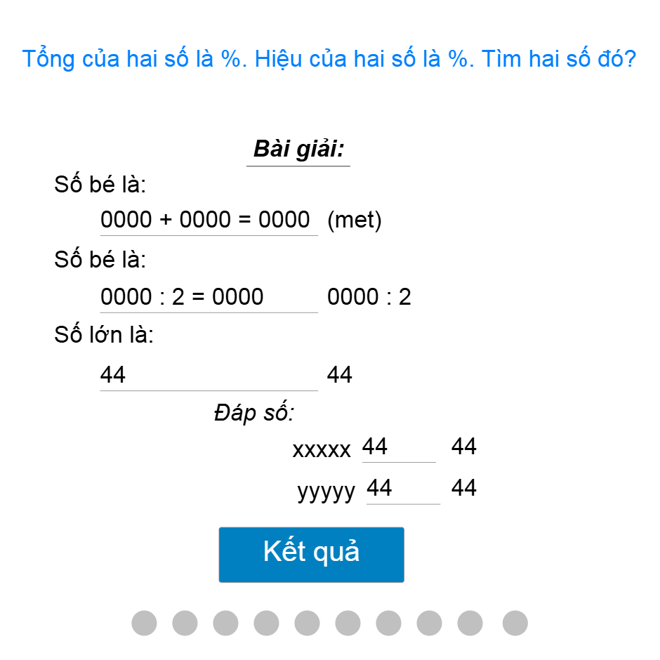 Tìm hai số khi biết tổng và hiệu(Có lời văn)