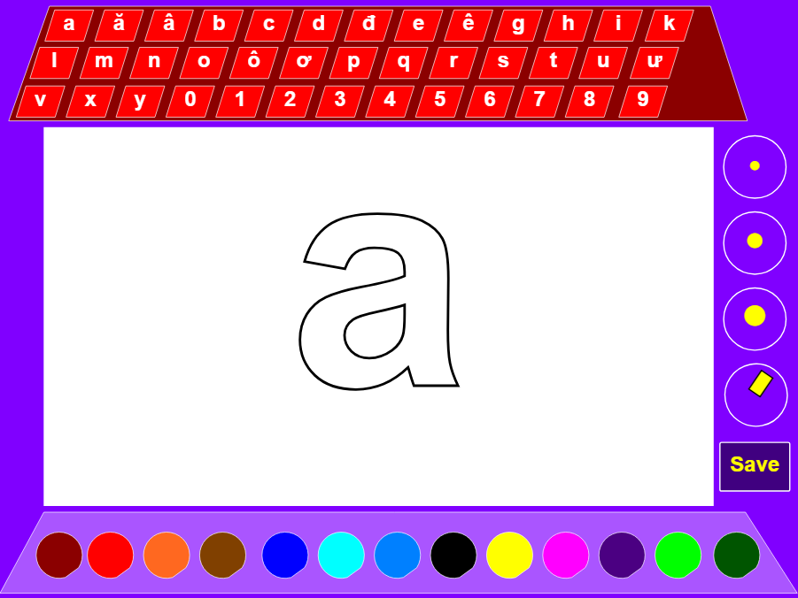 Bé tập tô chữ cái và các số