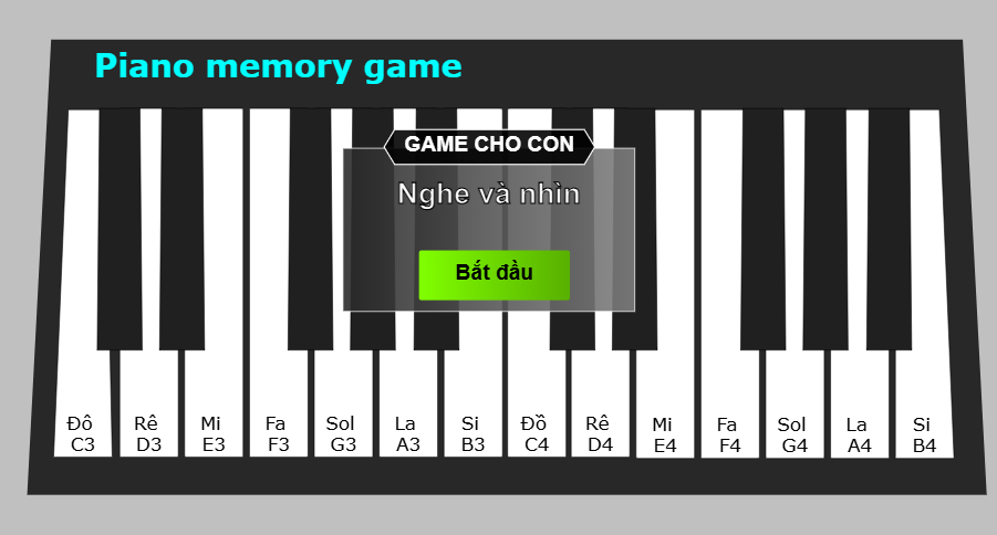 Piano memory game