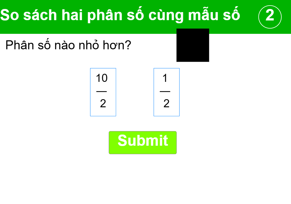 So sánh hai phân số cùng mẫu số.