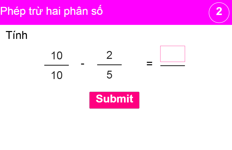 Phép trừ hai phân số