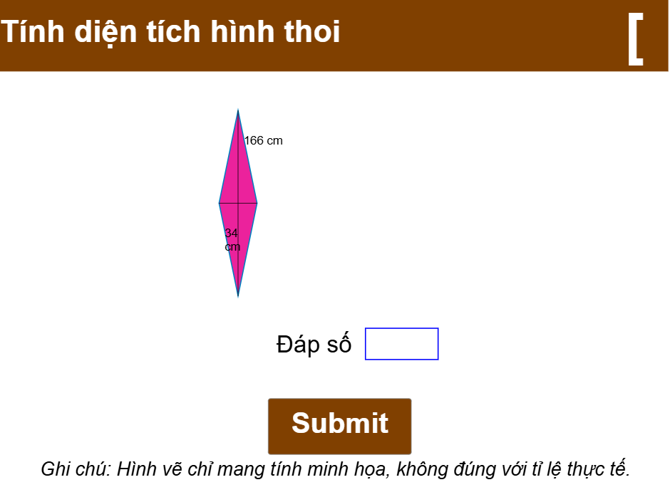 Tính diện tích hình thoi