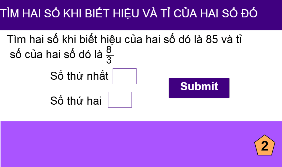 Tìm hai số khi biết hiệu và tỉ số của hai số đó