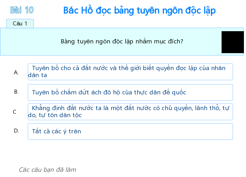 Bài 10: Bác Hồ đọc bảng tuyên ngôn độc lập