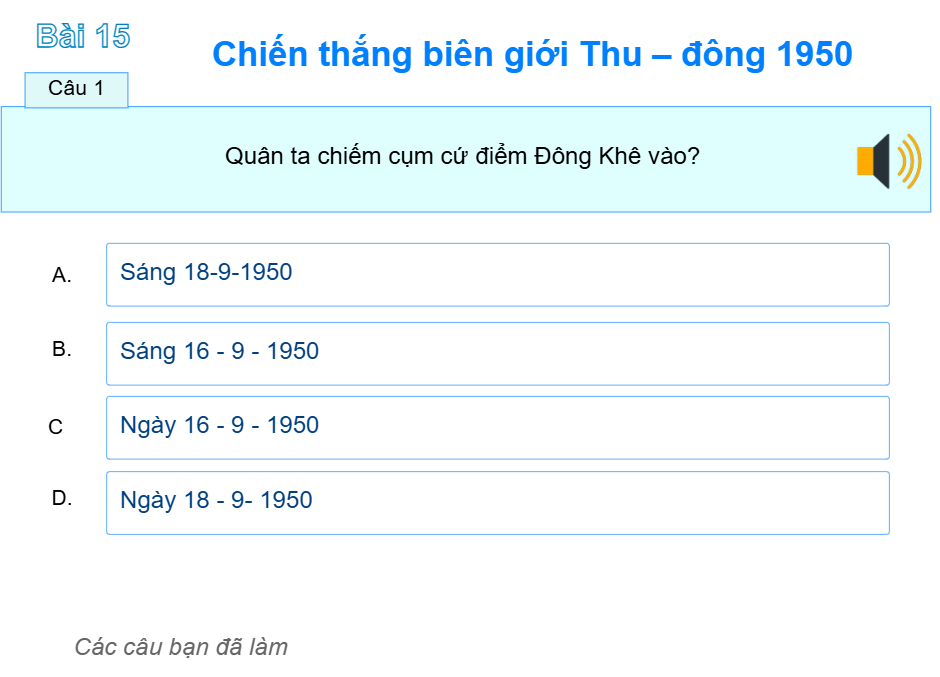 Bài 15: Chiến thắng biên giới Thu – đông 1950