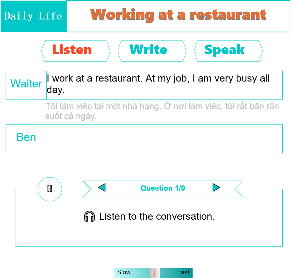 Working at a restaurant