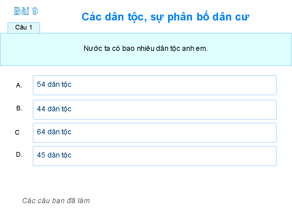 Bài 9: Các dân tộc, sự phân bố dân cư