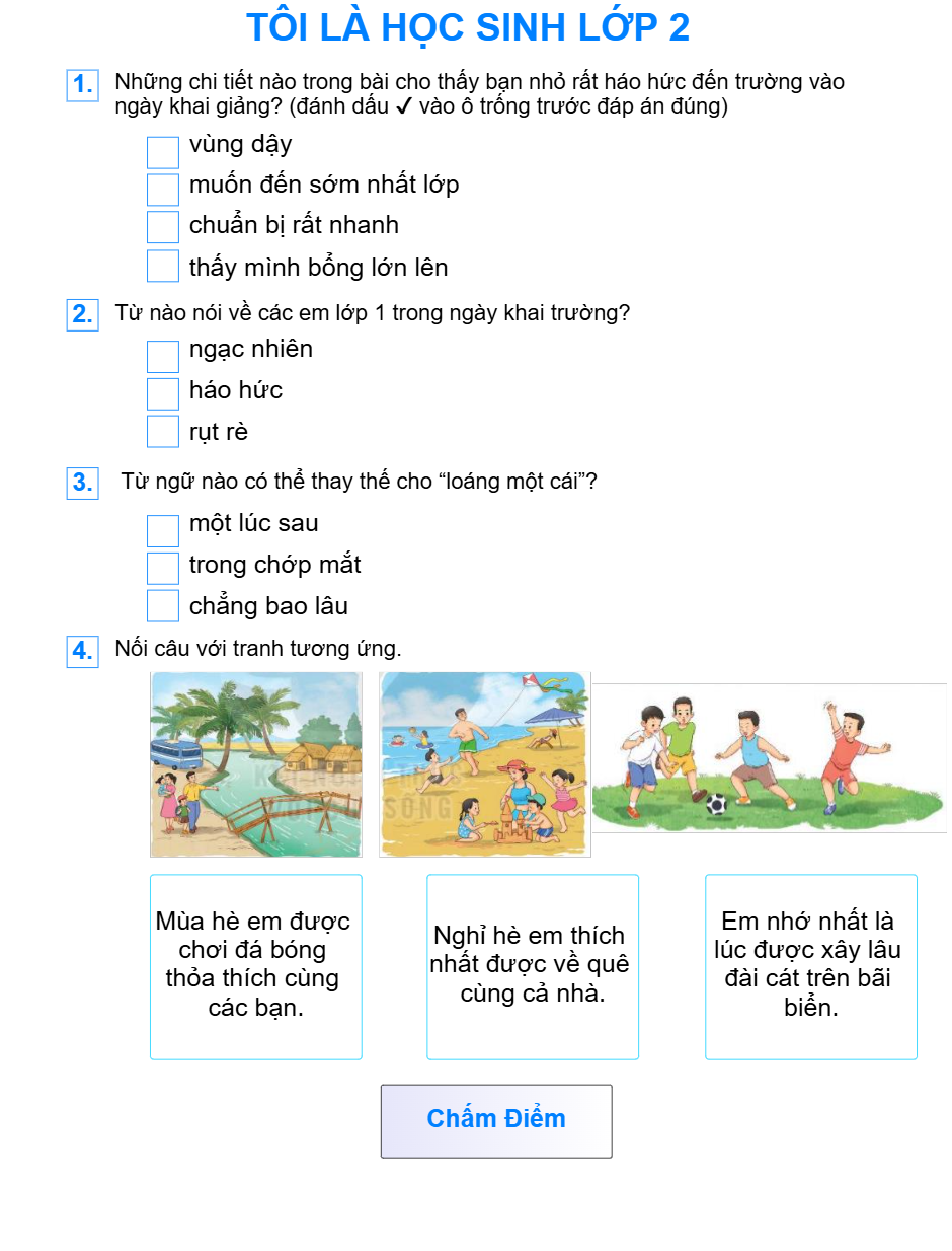 Bài 1: Tôi là học sinh lớp 2