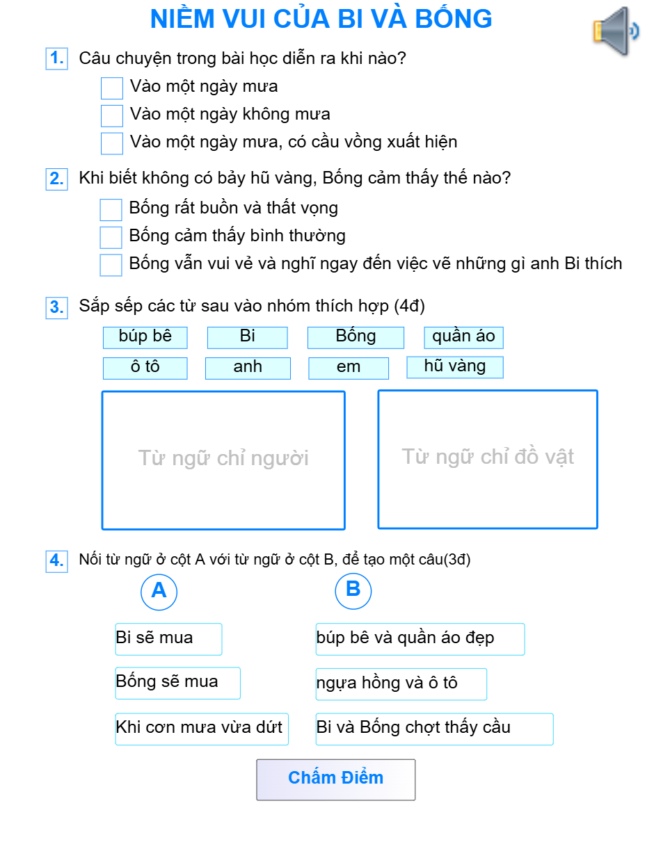 Bài 3: Niềm vui của Bi và Bống