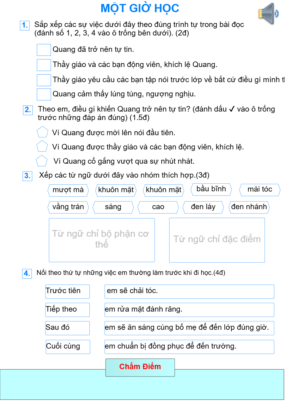 Bài 6: Một giờ học