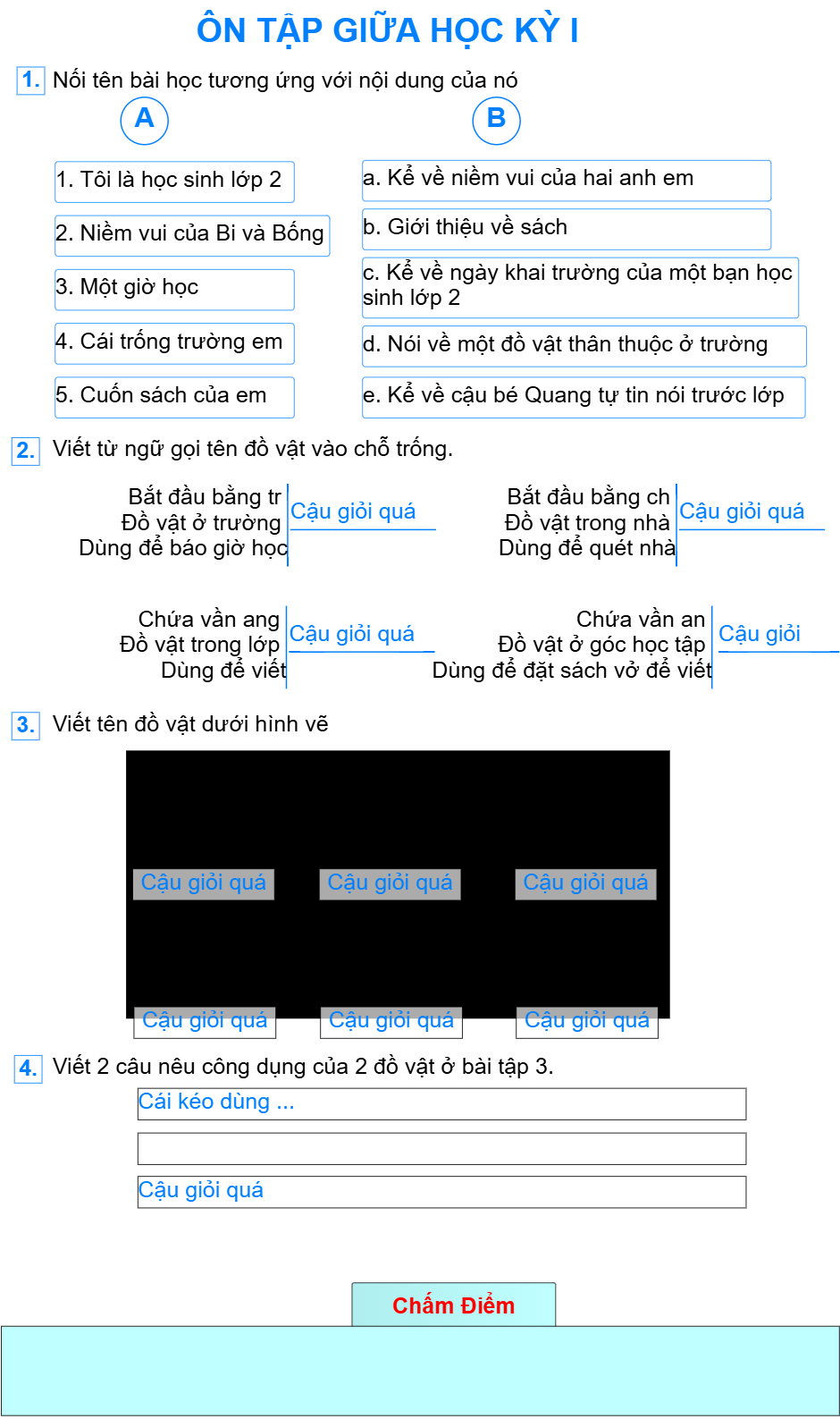Ôn tập giữa học kỳ 1 (tiết 1234)