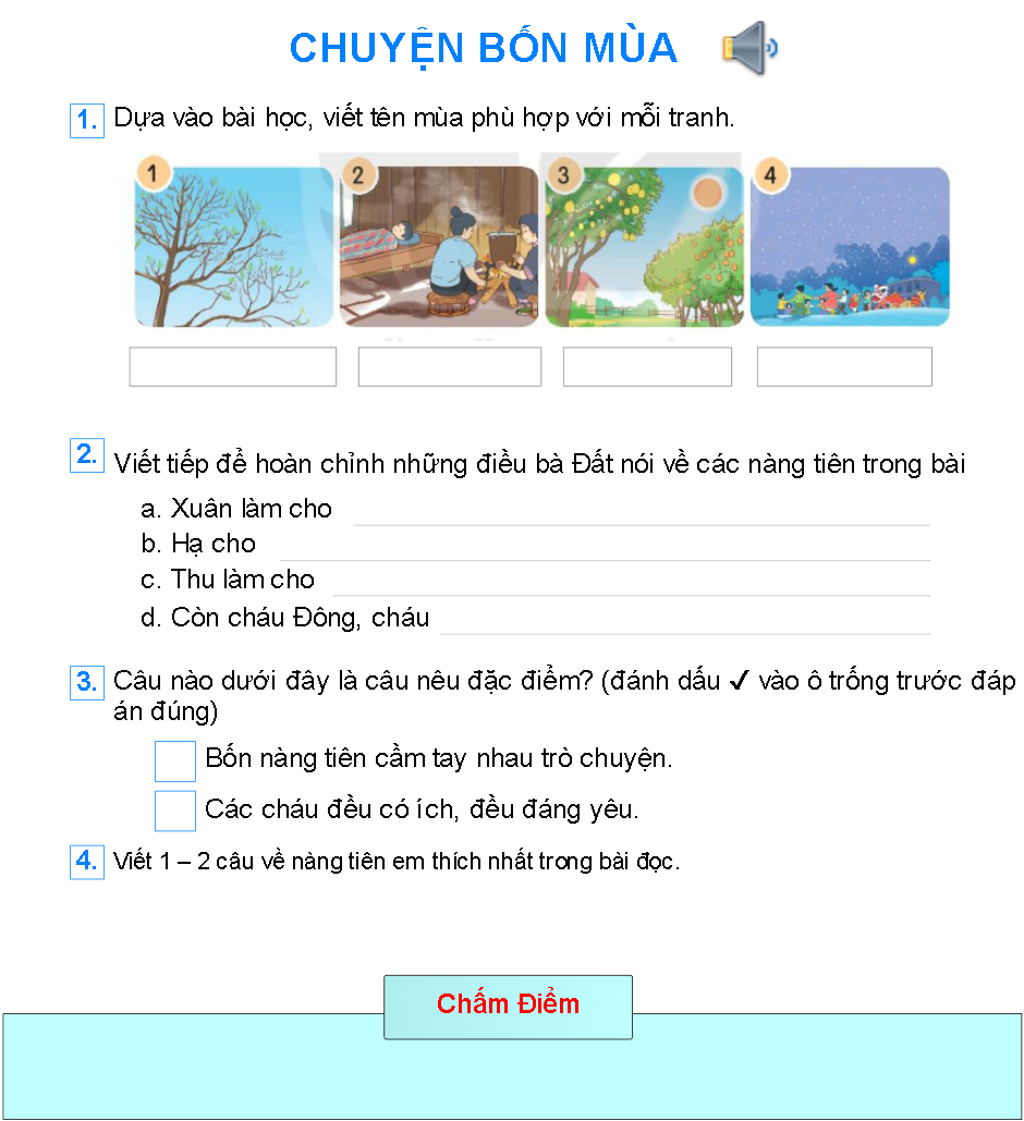 Bài 1: Chuyện bốn mùa
