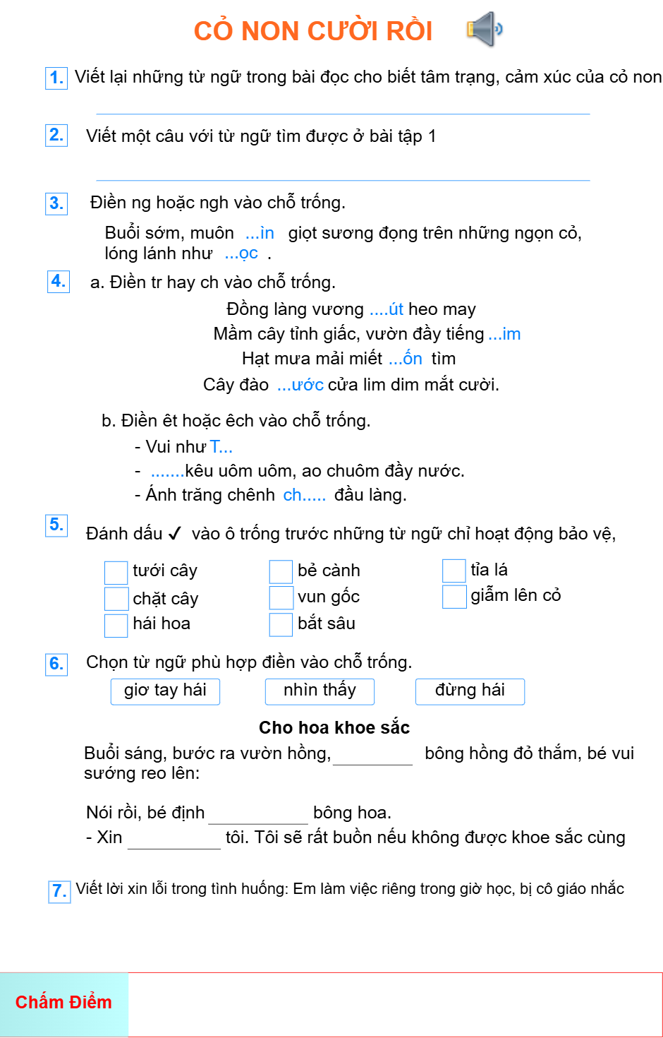 Bài 14: Cỏ non cười rồi