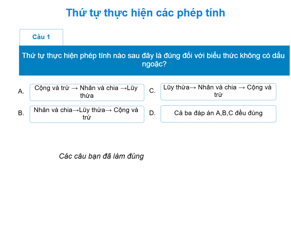Bài 7: Thứ tự thực hiện các phép tính