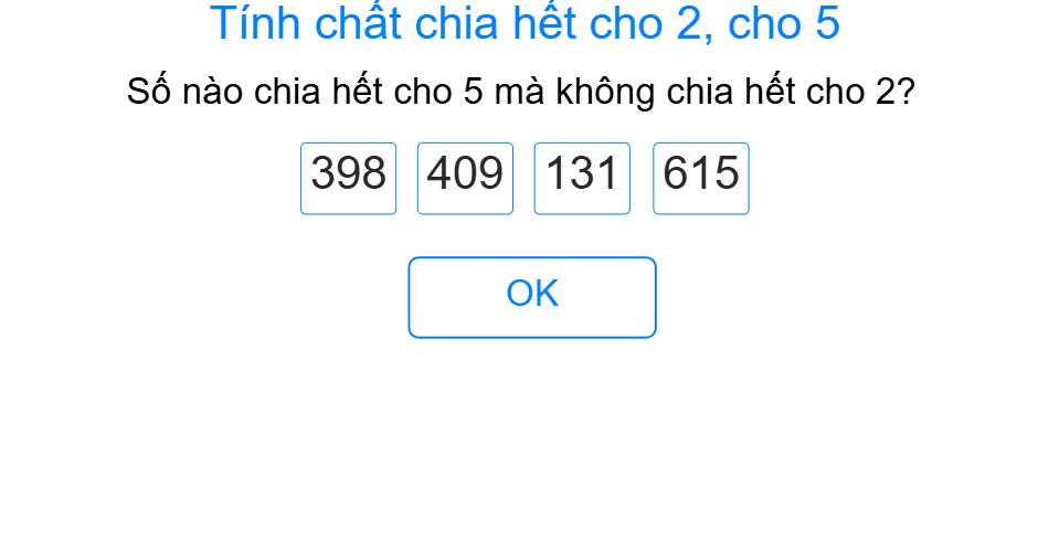 Dấu hiệu chia hết cho 2, cho 5