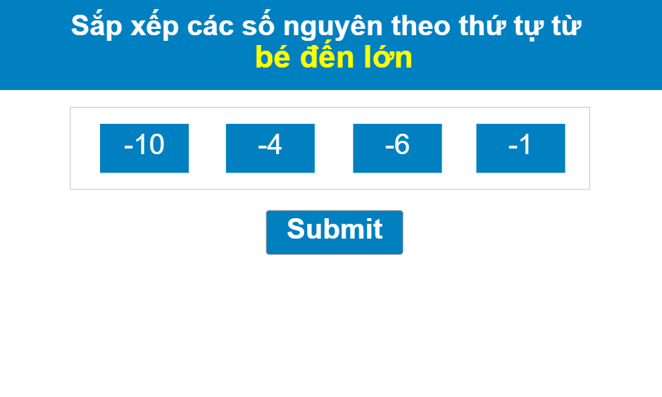 Thứ tự tập hợp số nguyên