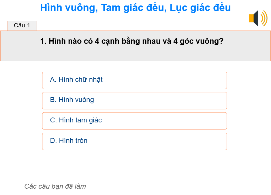 Hình vuông, tam giác đều, lục giác đều