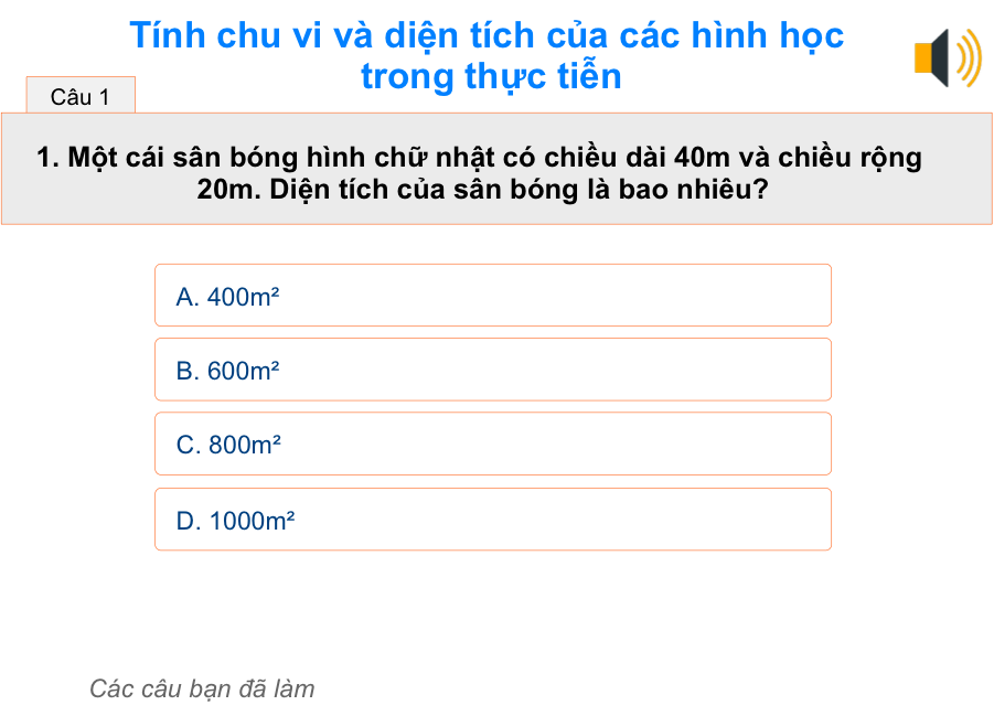 Chu vi, diện tích một số hình trong thực tiển