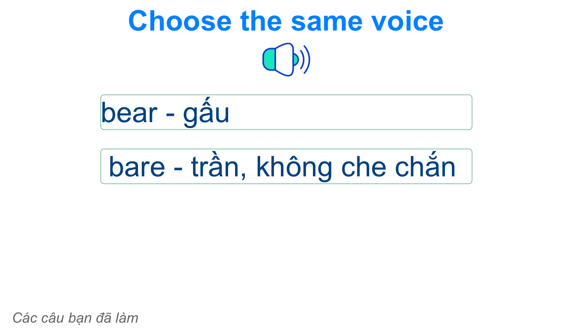 luyện nghe các từ đọc gần giống nhau