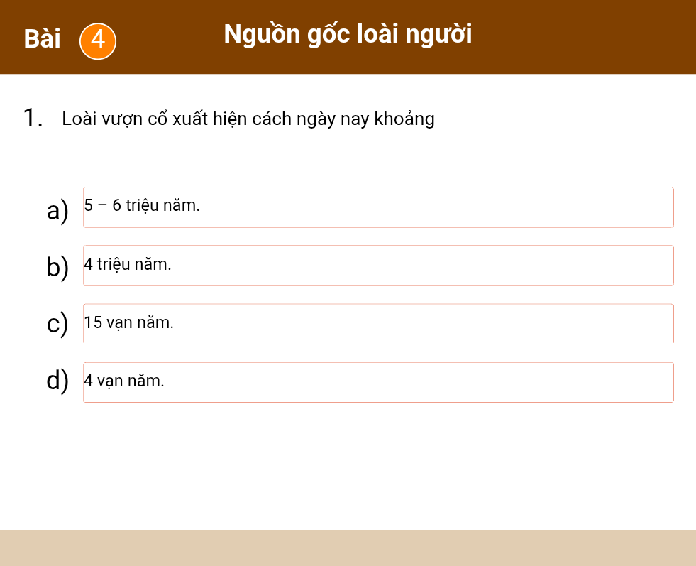 Bài 4: Nguồn gốc loài người