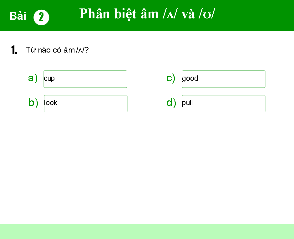 Phát âm của /ʌ/ và /ʊ/