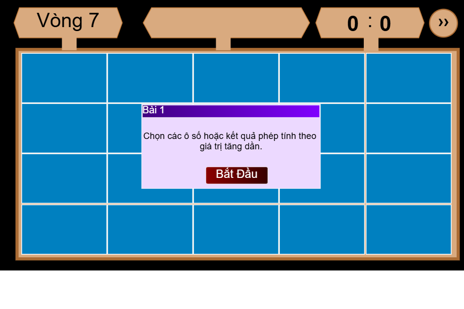 Vòng 7: Phép nhân các số trong phạm vi 7(tăng dần)