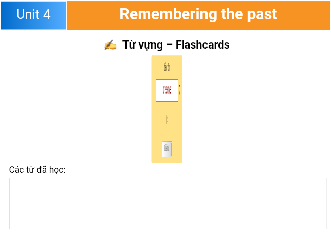 Unit 4: Remembering the past