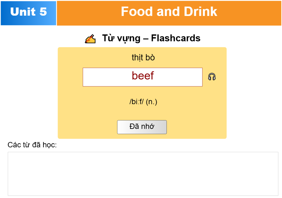 Unit 5: Food and Drink