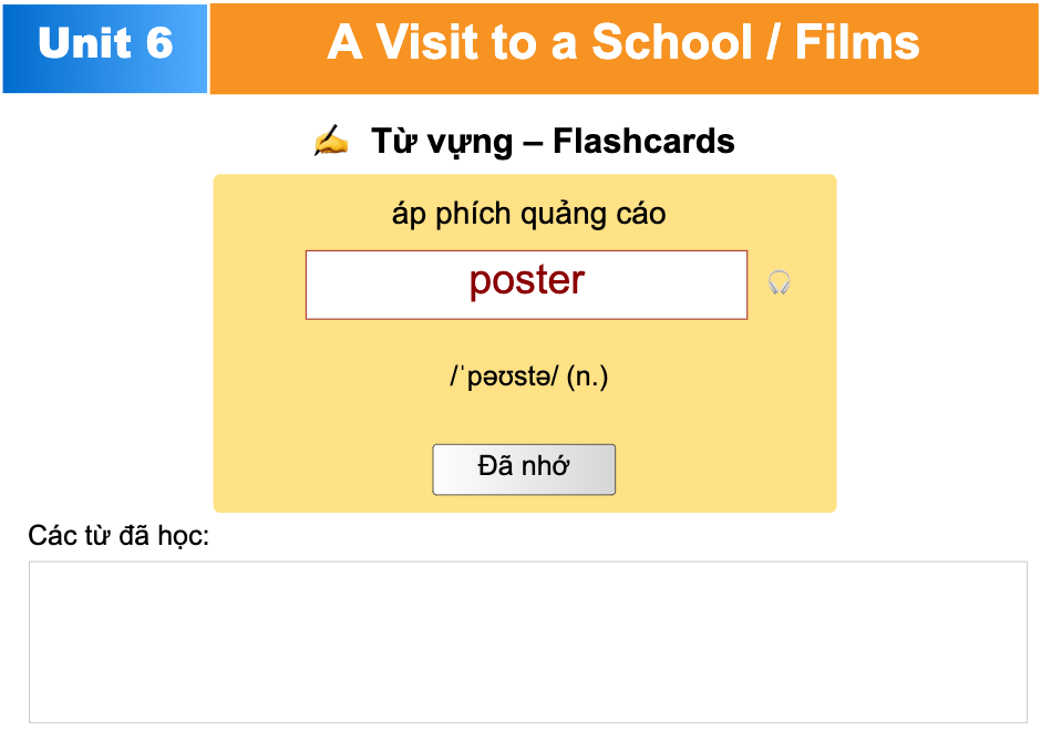 Unit 6: A Visit to a School