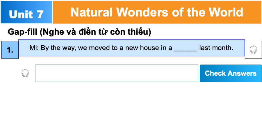 Unit 7: Natural Wonders of the World – Kỳ quan thiên nhiên thế giới