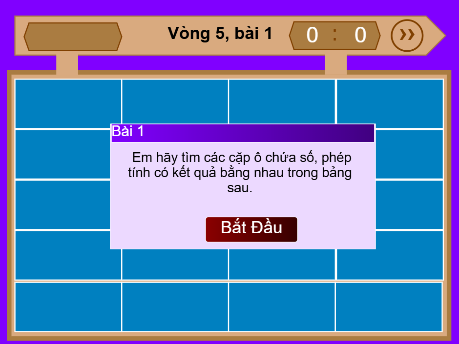 Vòng 5:Tìm x trong 2 ô có kết quả bằng nhau