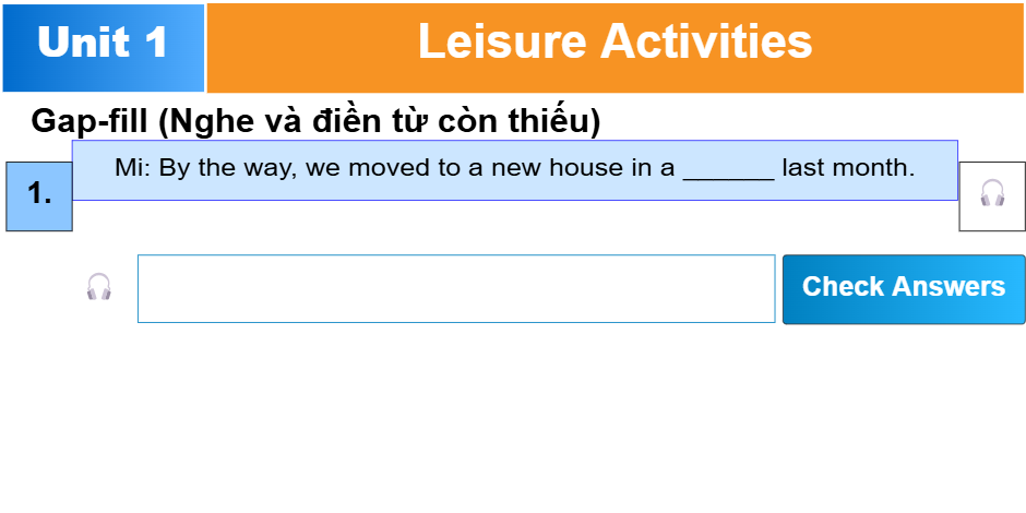 Unit 1: Leisure Activities – Hoạt động giải trí