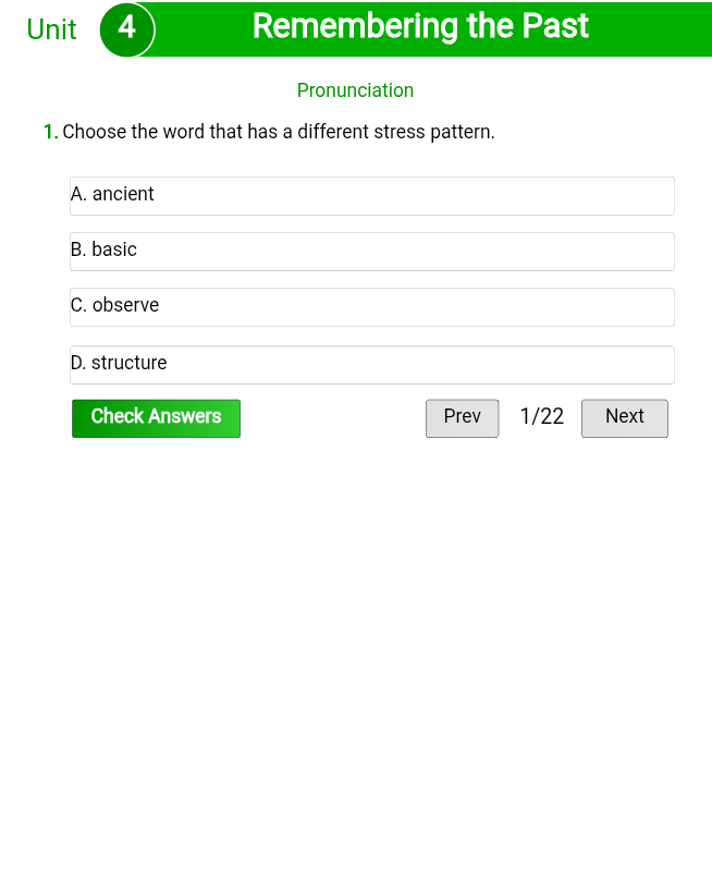 Unit 4: Remembering the Past