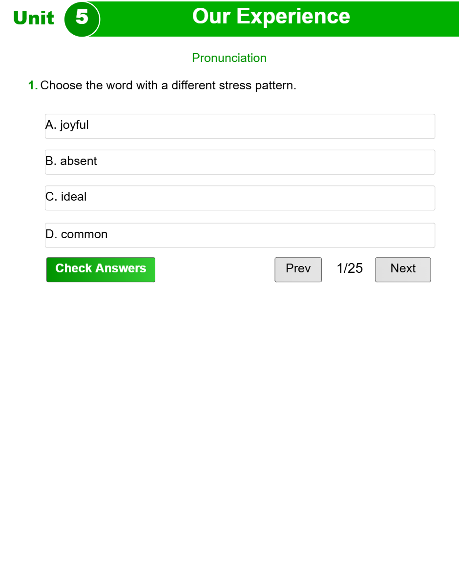 Unit 5: Our Experience