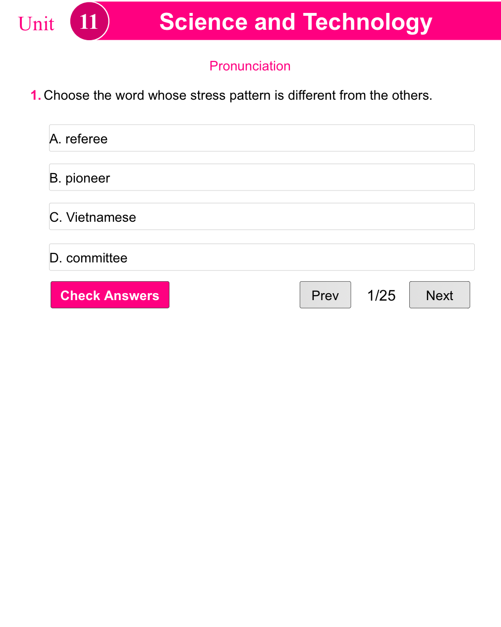 Unit 11: Science and Technology