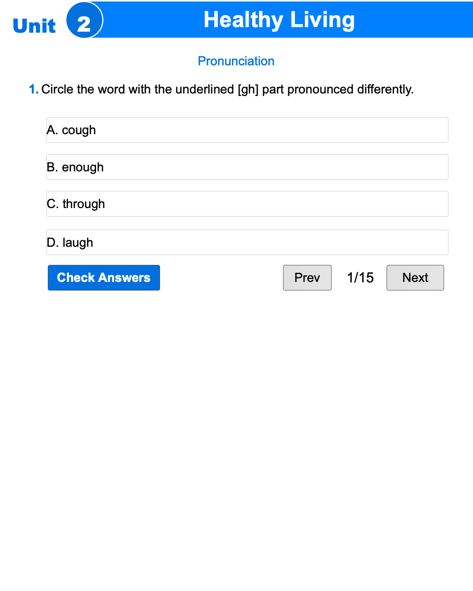 Unit 2: Healthy Living