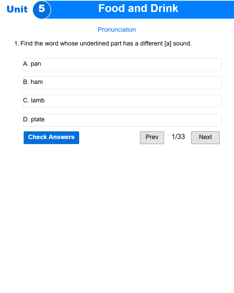 Unit 5: Food and Drink