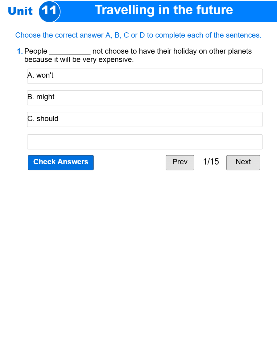 Unit 11: Travelling in the future
