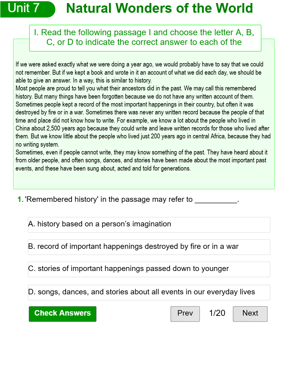 Unit 7: Natural Wonders of the World