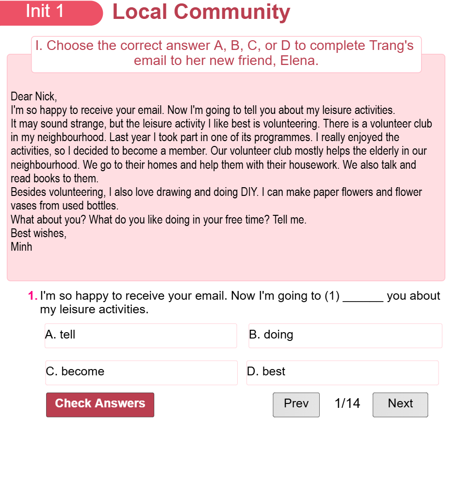Unit 1: Leisure Activities