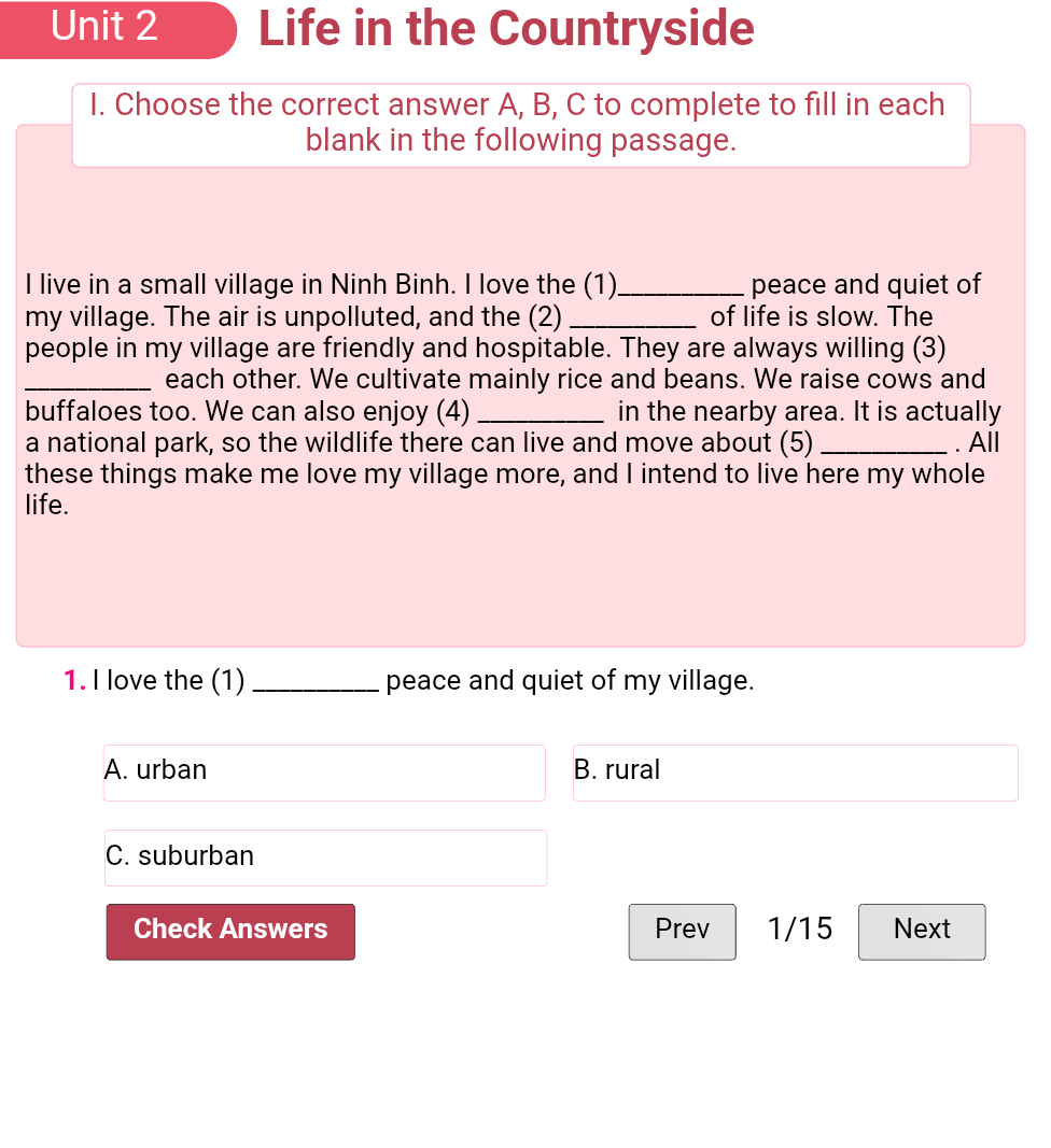 Unit 2: Life in the Countryside