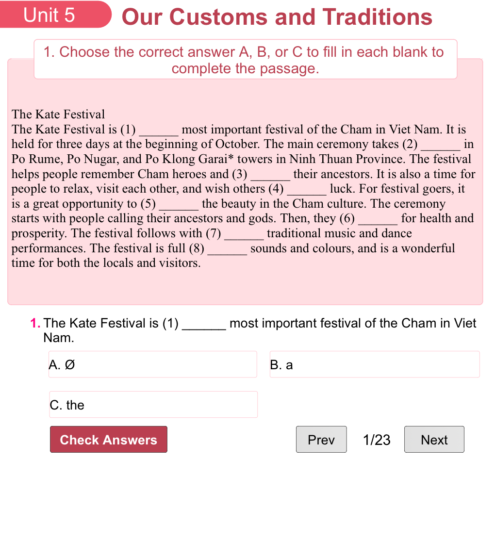 Unit 5: Our Customs and Traditions